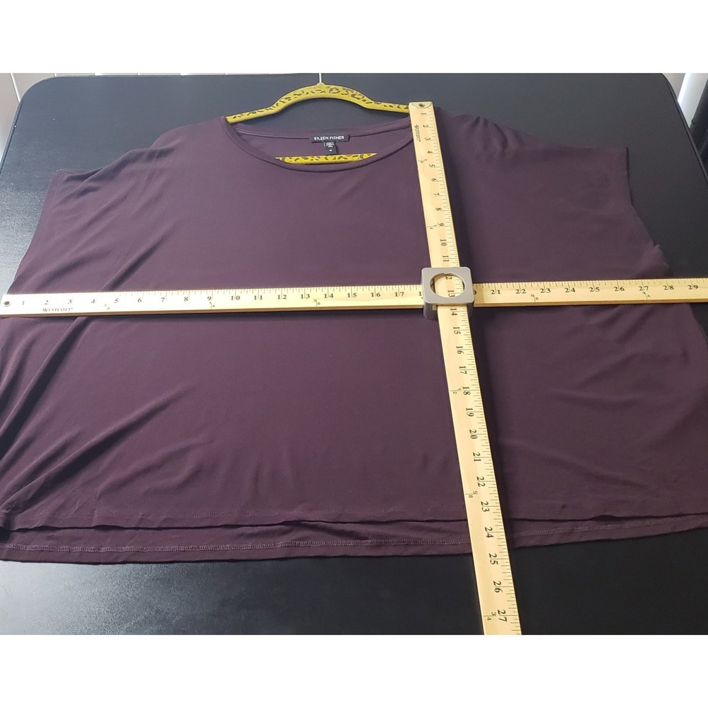 Eileen Fisher 100% Silk Boxy Blouse Top Plum Purple 1X Quiet Luxury Capsule Chic - Picture 6 of 8